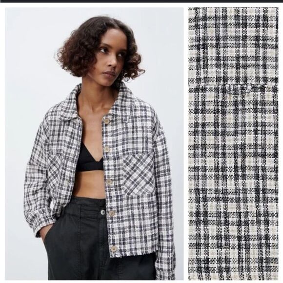 NWOT Zara Cropped Tweed Jacket XS - Picture 1 of 5
